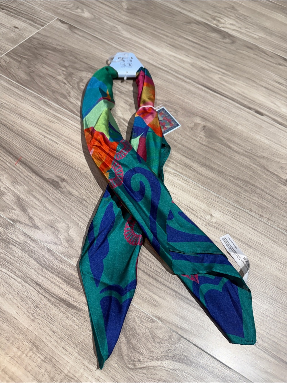 Piper k Teal Multicolor Scarf Tie